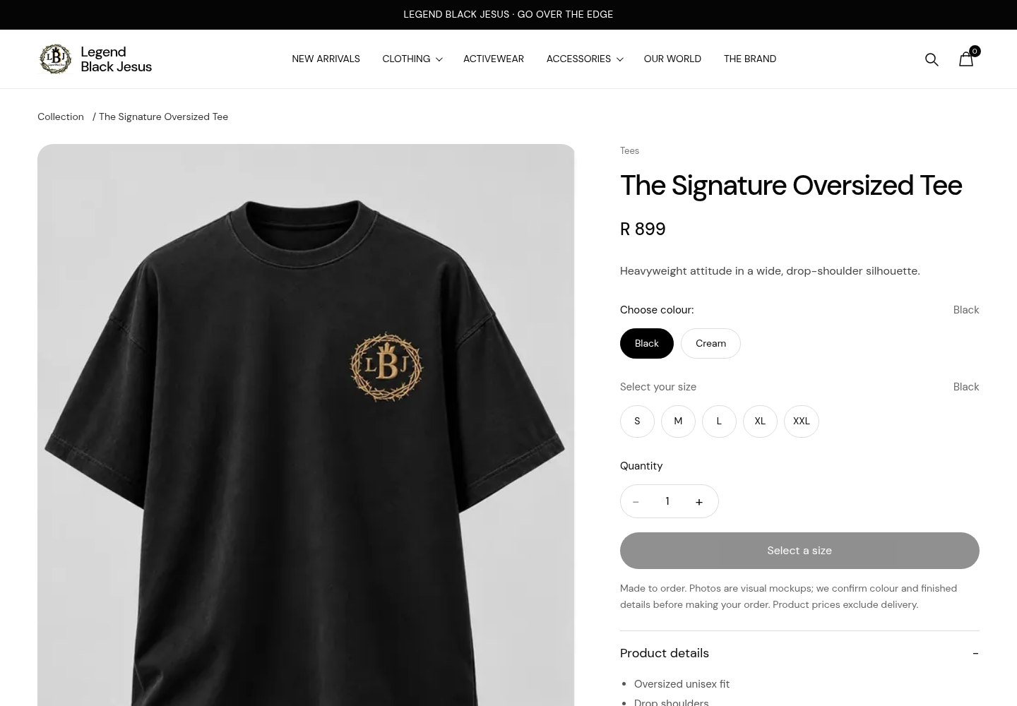 A close look at a product page with photos, price, colour and size choices