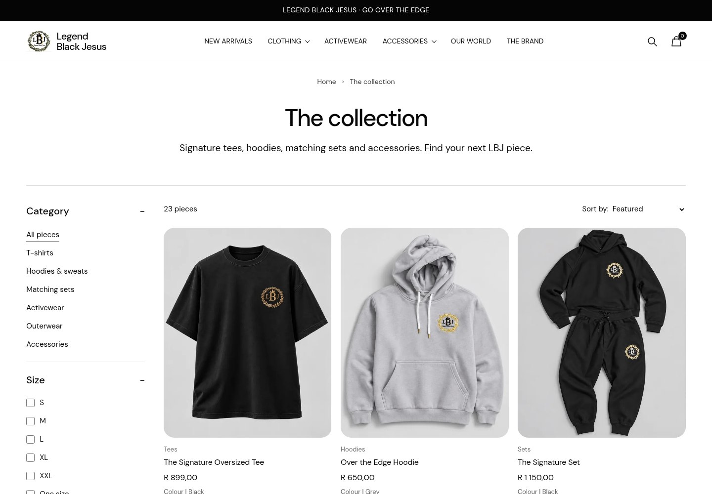 Legend Black Jesus online store with products, categories and prices